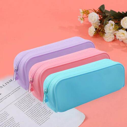 New Kawaii Colorful Silicone Pencil Case CutePencil Bag Stat