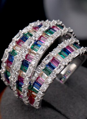 Bride Talk Luxury rendy Women Ring Colorful Cubic Zirconia W
