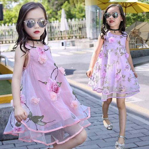 Bohemian Summer Girls Flower Dress Kids Girl Beach Dresses C
