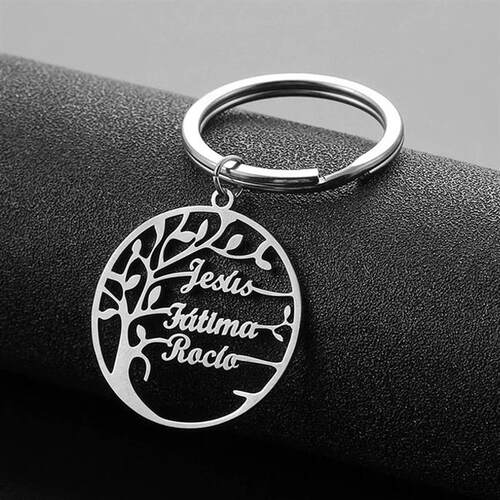 Personality Keychain Family ree ree of Life Stainless Steel