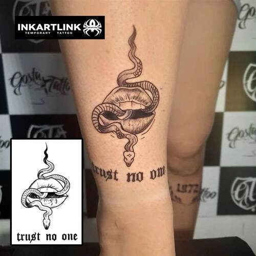 Snake and Mouth Temporary Tattoo,Lasts To 15 Days New Techno