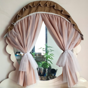 卧室长方形梳妆台镜子罩套布遮盖对床风J水帘子化妆镜遮挡防尘盖