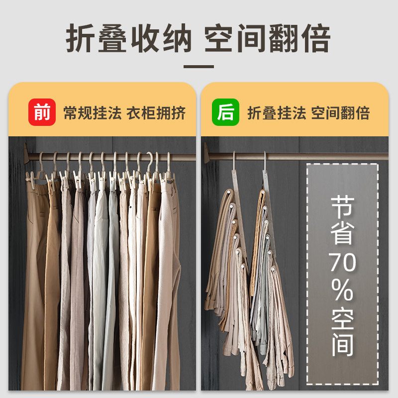 折叠裤架多功能多层裤子衣架家用魔术无痕K裤夹衣柜收纳神器裤挂