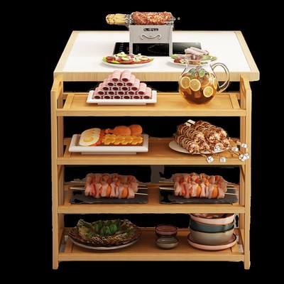 菜架火锅店专用厨l房放菜品层架商用饭店摆蔬盘子实木多层置物架