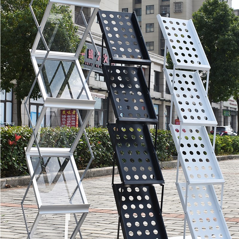 中古铝合金折叠资料架单r页宣传展会展架样本架目录落地杂志报刊