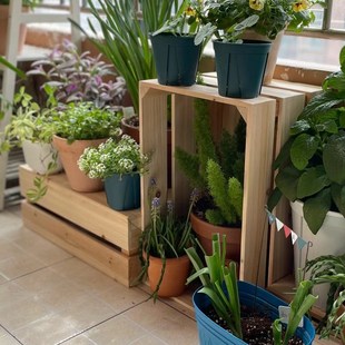 实木框子书架木箱花架超市木箱置物G架花店展示装饰幼儿园储物柜