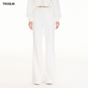 气质A2508PT025WH 长裤 TROSILIN2025秋冬微喇休闲卫裤 百搭显瘦时尚