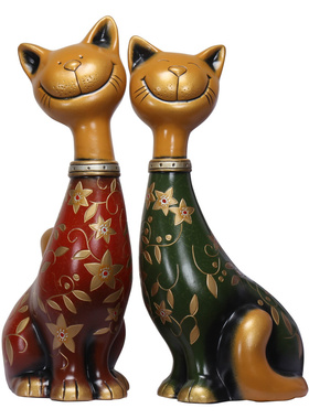 欧式招财猫咪摆件入户进门玄关酒柜F架台电视柜隔断家庭装饰工艺