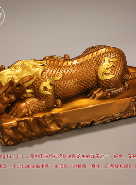 纯铜吐水b吸水水兽兽蚣蝮镇避水吉祥瑞兽玄关酒柜摆件家居黄铜