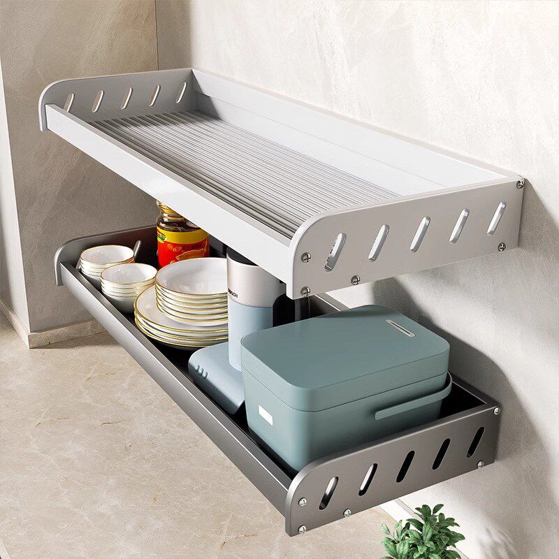 厨房置物架加宽平板免打孔墙x上壁挂式多功能挂架调料架子收纳神