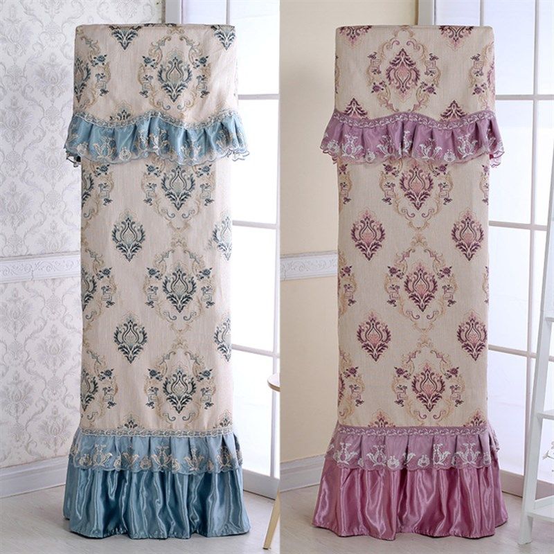 柜式空调罩开机不取 长方形立式柜机防尘罩布艺欧式空.调套刺绣花