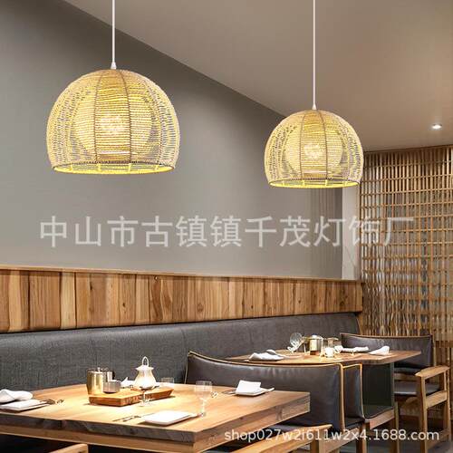 美式乡村麻绳田园吊灯创意个性餐厅火锅奶茶店复古工业风卡座吊灯