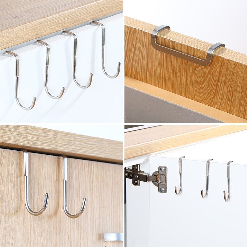 不锈钢S钩橱柜门后宿舍床边床头挂件收纳架免钉痕门后挂钩挂架