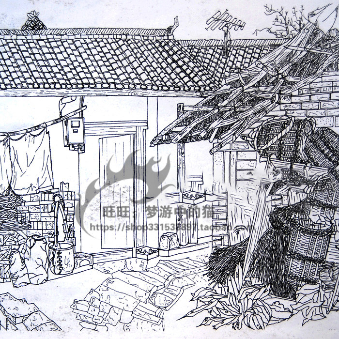 高清人物风景速写基础参考素材 临摹学习优秀的黑白线描画jpg图片