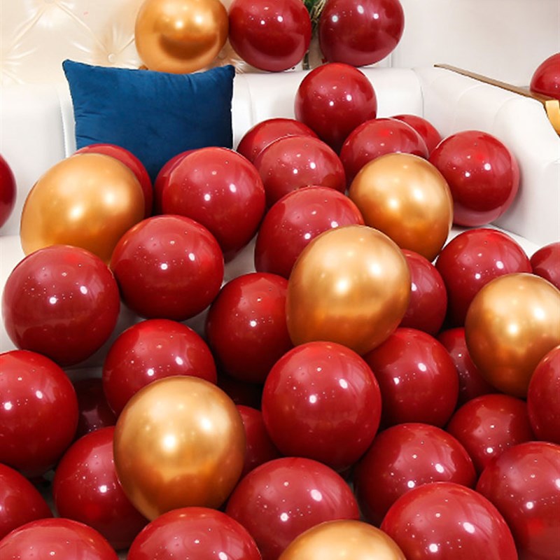 结婚气球布置婚房装饰婚礼用品女方房间婚庆石榴红色新房双层