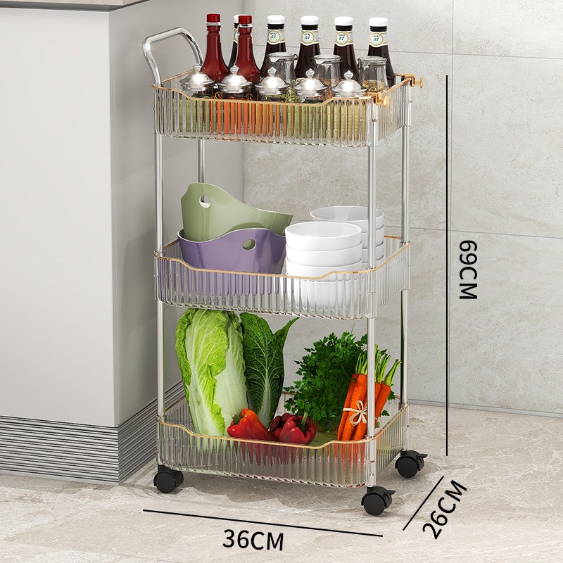 厨房置物架家用收纳储物落地可移动多层小推车多功能家居蔬菜篮子