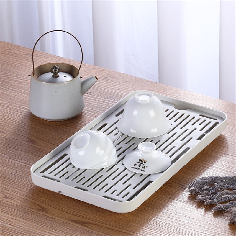 家用客厅双层托盘 塑料茶盘创意厨房水杯餐具防滑沥水托盘水果盘