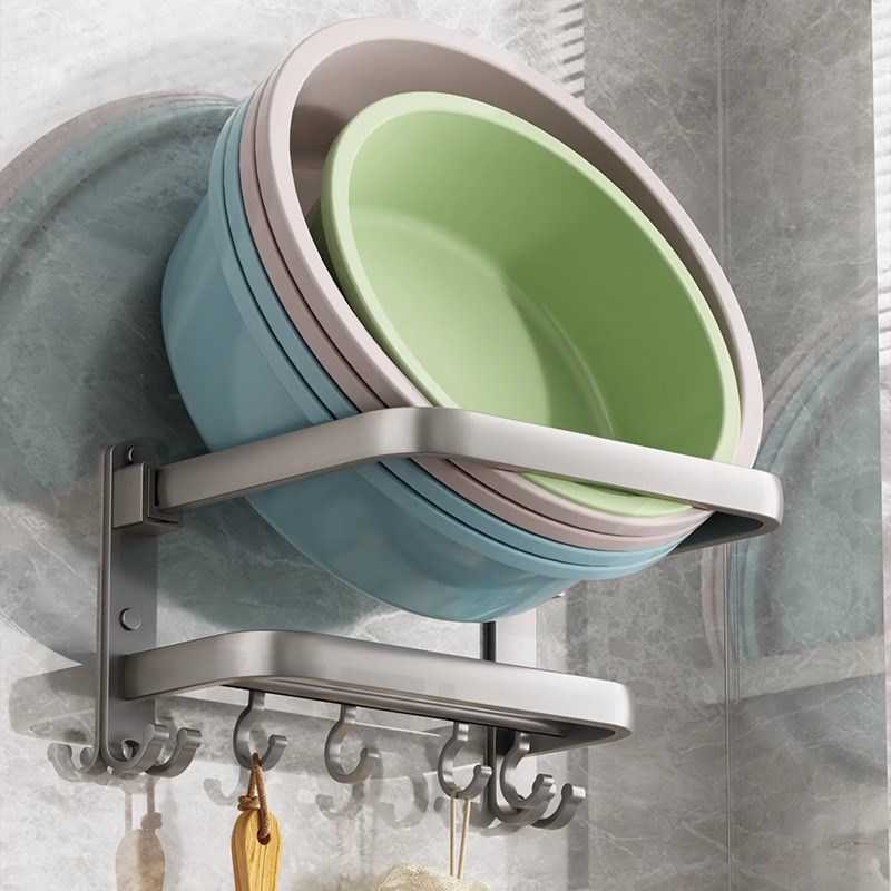 脸盆收纳架卫生间盆子家用盆架免打孔壁挂式浴室放盆架神器置物架