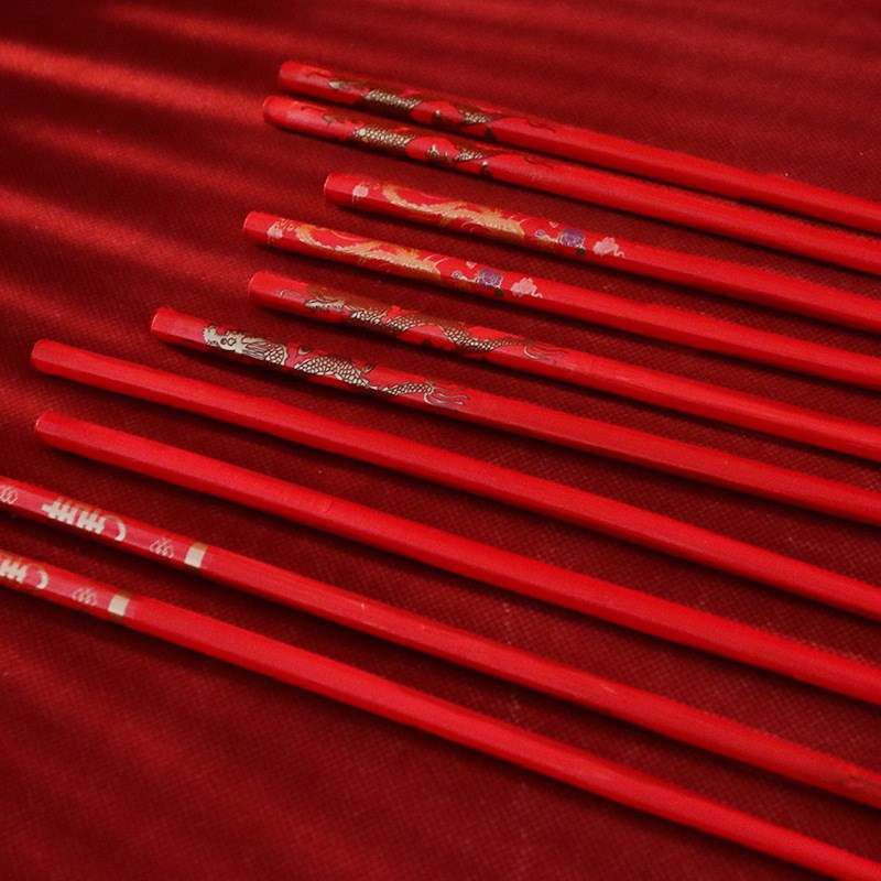 红色筷子结婚喜筷合金筷喜庆餐具用品大全陪嫁婚庆订婚宴婚礼新人