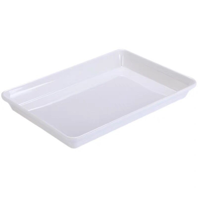 卤菜卤味熟食展示盘A5密胺塑料白色长方形商用托盘凉菜盘子份数盆