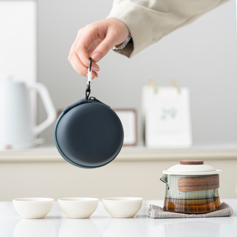 旅行茶具套装户外便携快客一壶三杯陶瓷玻璃收纳包办公手礼品制定