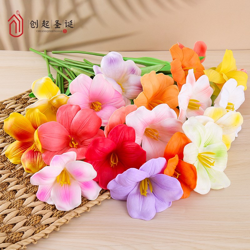 新款开口PU郁金香手感仿真花假花单朵欧式大花瓣婚庆装饰法式