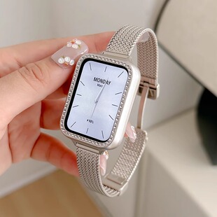 适用小米手环9pro镶钻8pro带钻保护壳xiaomi8 金属男女xiaomi9 9NFC表壳防摔半包表框新款