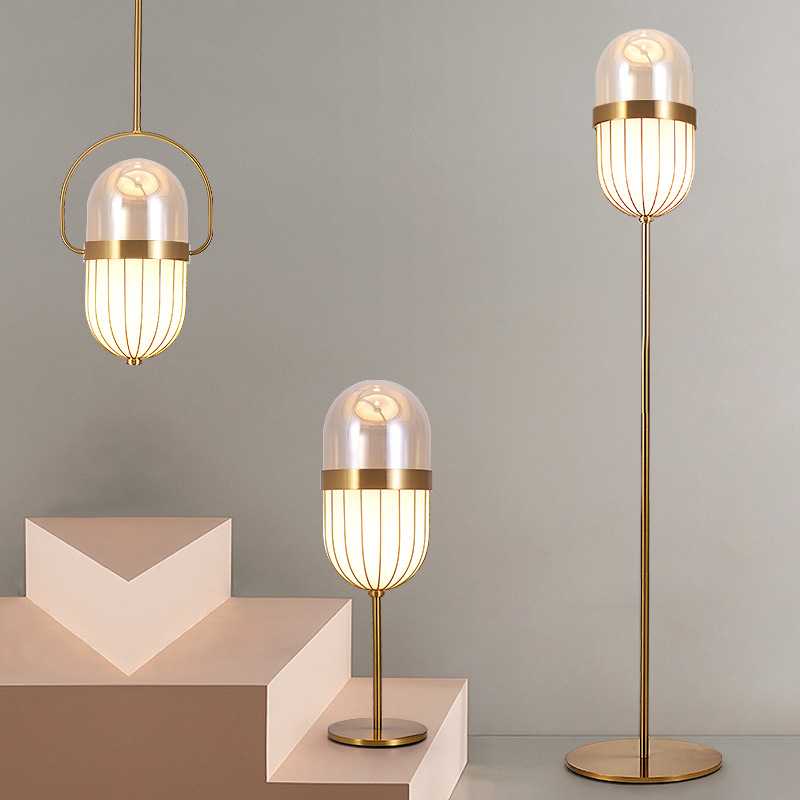 北欧后现代简约客厅轻奢落地灯卧室样板房设计师玻璃台灯床头吊灯