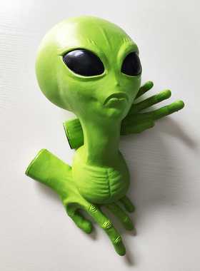 跨境绿色外星人创意挂件3D Alien墙壁搞怪造型家居道具