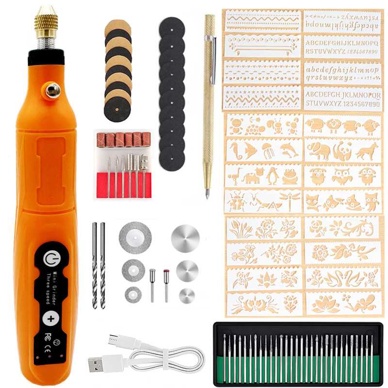 跨境026无绳迷你电磨机 USB充电模型打磨抛光修甲工具调速电钻3.6