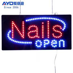 Sign Open 48x24cm Nail 闪动发光灯牌广告标识店铺橱窗指示牌LED