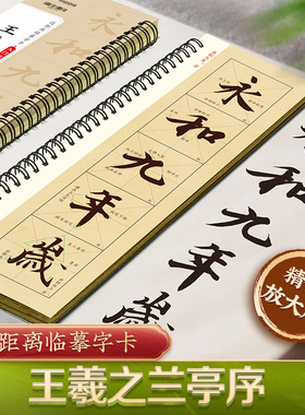 王羲之兰亭序入门放大版米字格全文范字精修含视频教学 冯承素神龙本摹本碑帖书法近距离临摹字卡王羲之兰亭序行书毛笔书法字帖