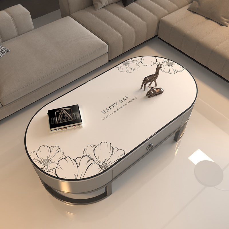 椭圆形茶几垫防水防烫客厅网w红弧形茶几桌垫圆形桌布垫轻奢高级