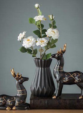 北欧简约花瓶鹿摆件家居饰品客厅酒柜装饰品房间创意陶瓷电视柜