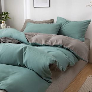 纯色水洗棉被套单件单人150x200x230春夏被子被罩床单四件套1.8米