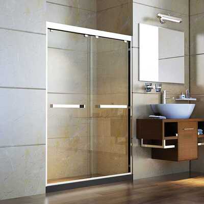 出口Sénégal淋浴房304不锈钢双移门8mm钢化玻璃浴室屏风 douche