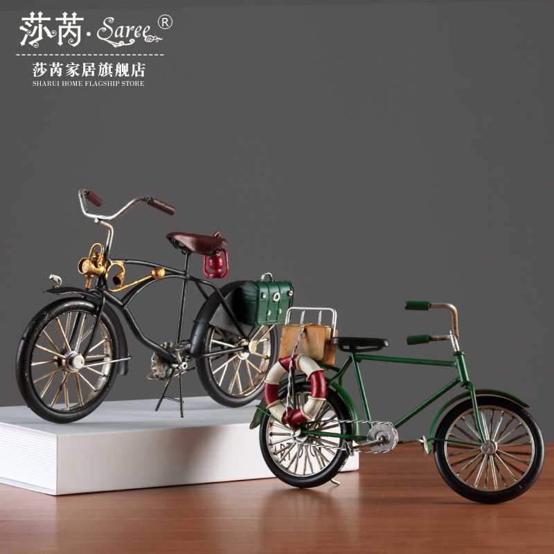 复古怀旧手工铁艺自行车模型家居客厅电视柜酒柜软装饰工艺品摆设