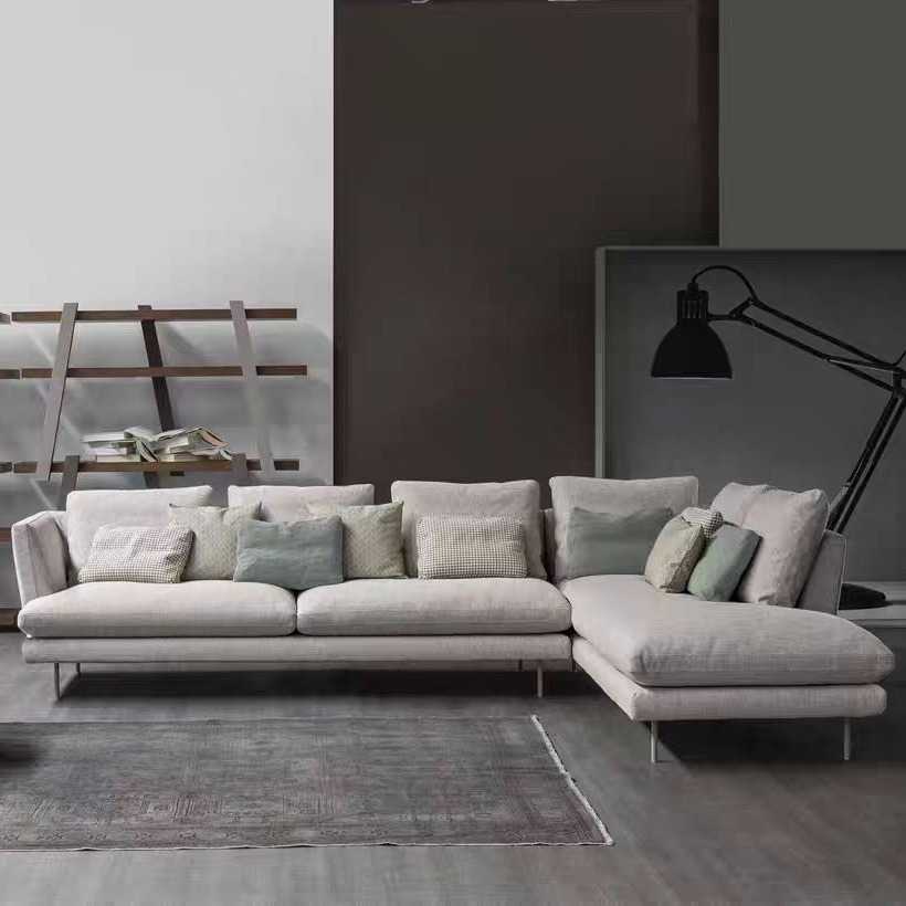 现代北欧简约风格布艺真皮大小户型客厅公寓L型组合贵妃转角沙发