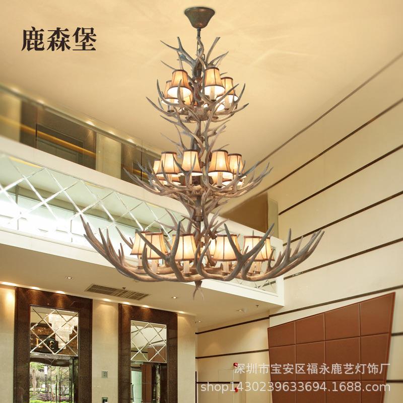工程款鹿角吊灯酒吧咖啡厅服装店酒店大堂装饰吊灯复古创意吊灯