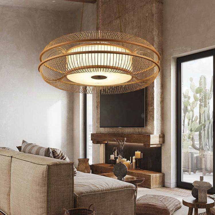 新中式禅意个性简约竹编吊灯东南亚民宿竹编日式卧室茶室客厅竹灯