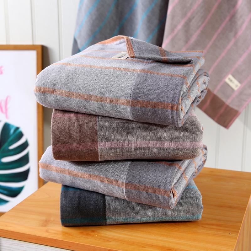 6B76新款日系成人浴巾大毛巾棉纱布条纹家用纯棉吸水洗澡游泳裹巾