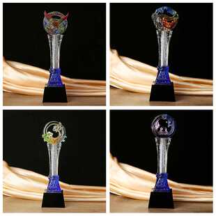 奖杯定制 公司年会活动颁奖奖杯刻字高档琉璃水晶纪念品 多种样式