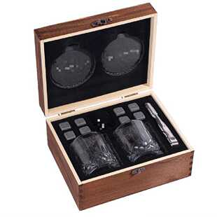 木质威士忌酒杯礼盒杯具收纳盒实木酒具包装盒空木盒子冰酒石礼盒