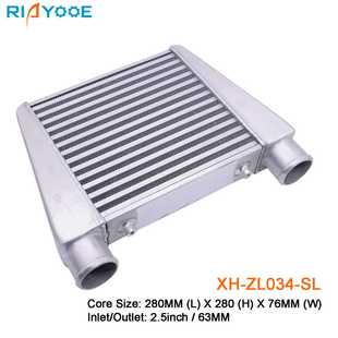 铝制管式 汽车中冷器通用280x280x76mm 65MM进气涡轮散热器改装