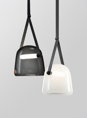 北欧后现代创意艺术皮革玻璃吊灯床头卧室设计师样板房吧台小吊灯