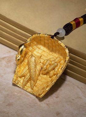 鼠年饰品摆件全铜真金鎏镀手把件《五谷丰登》家居
