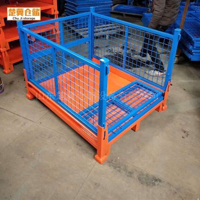 仓储货架带轮折叠金属周t转箱 汽车零部件仓库收纳快递金属周转车
