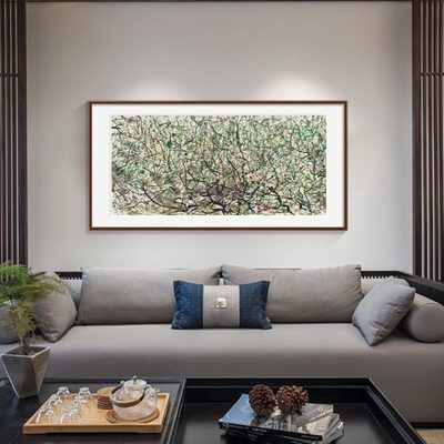 新中式客厅装饰画吴冠中春潮挂画沙发背景墙大气中国风简约的壁画