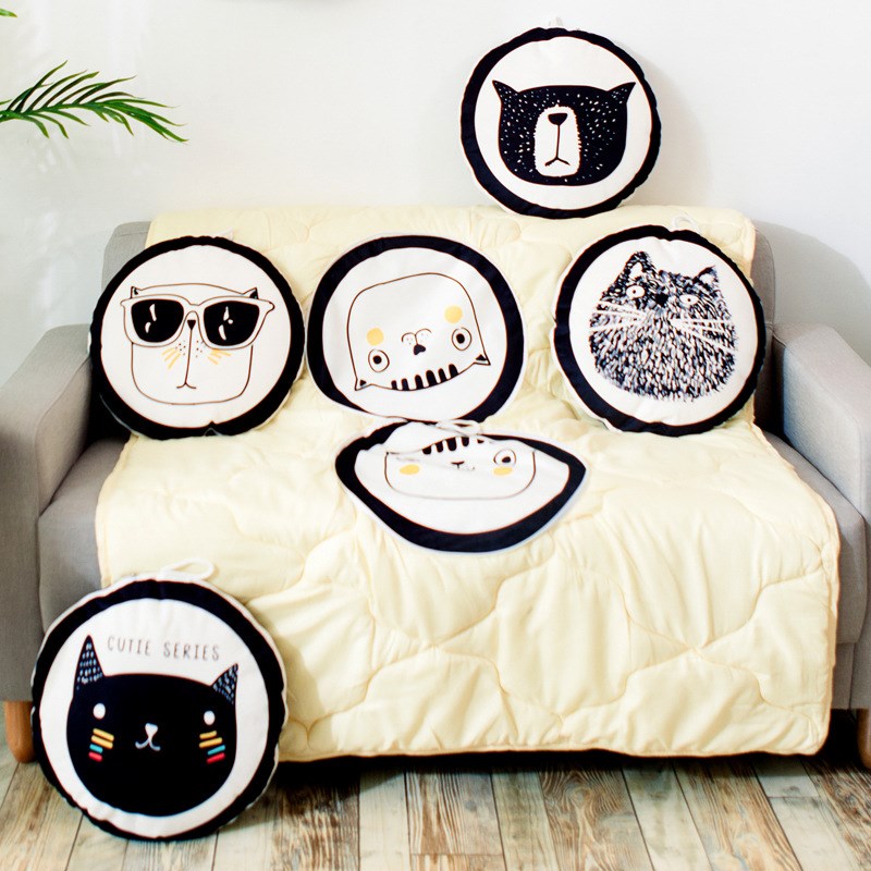 抱枕被子两用办公室午睡枕多功能枕头黑白系图案汽车Y腰枕被靠垫