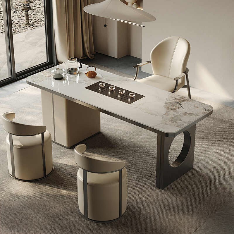 岩板茶桌家用茶台烧水壶一体轻奢现代高级感客厅阳台X办公室茶桌